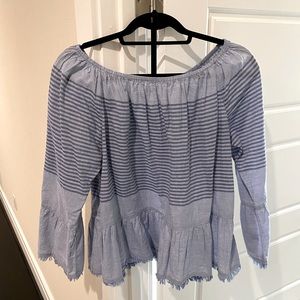 Off Shoulder, Blue Striped Top